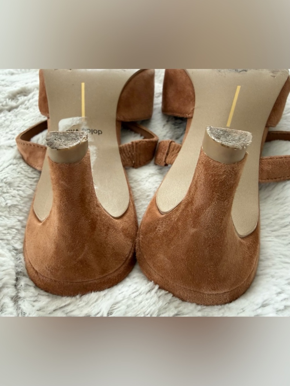 Dolce Vita Cognac Suede Pointed-Toe Heeled Mules with Strap - Picture 5 of 8